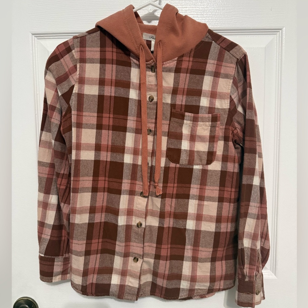 Plaid Button Up Hoodie